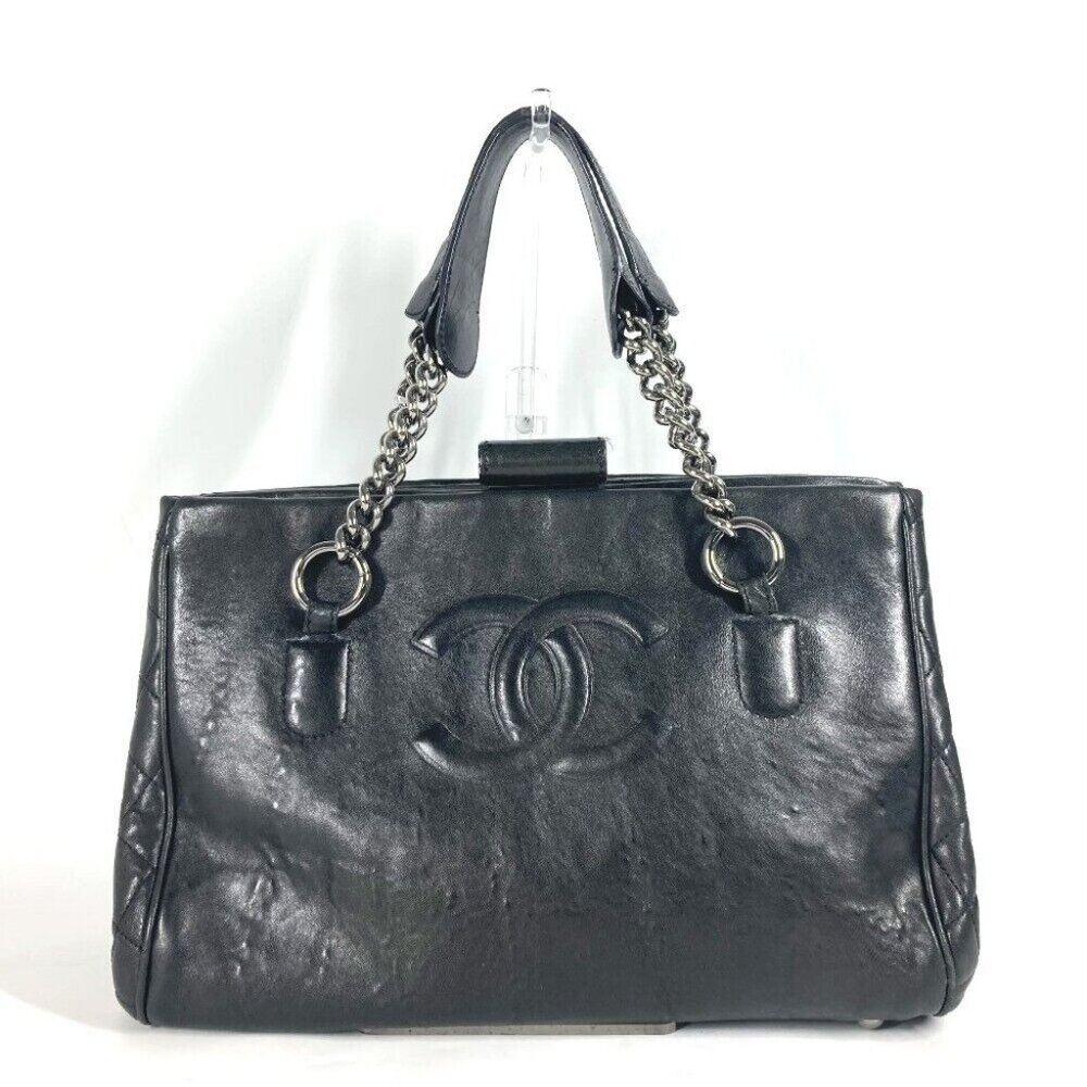 CHANEL shoulder bag CC CC Mark Double Chain Shoulder Bag Calf leather Black/...